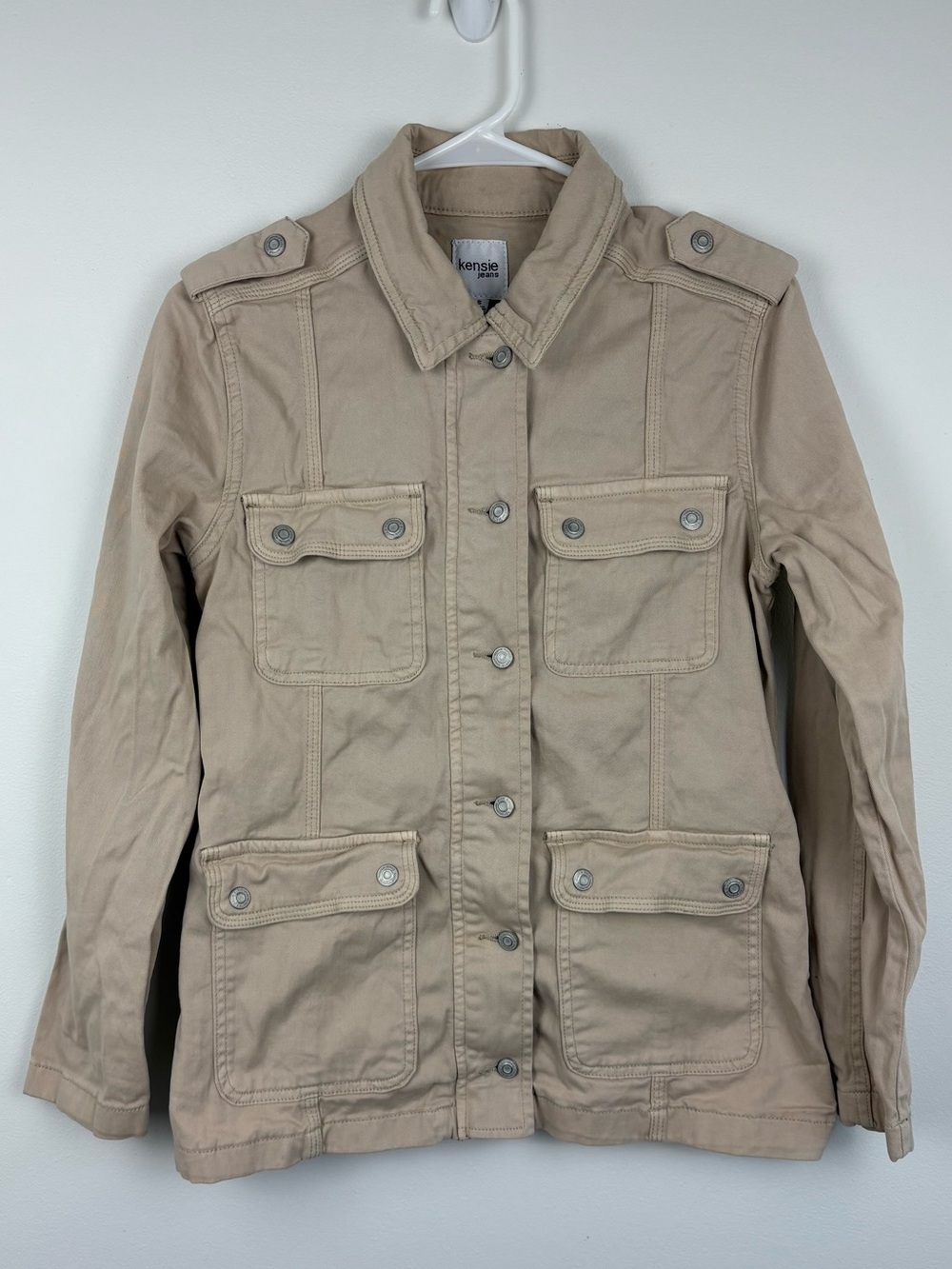 Kensie Light Tan Cotton Utility Jacket Size Small Veronica Mars 2010s Indie Chic